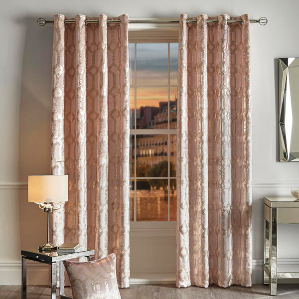Curtina Darla Eyelet Curtains - Blush - Williamsons Factory Shop