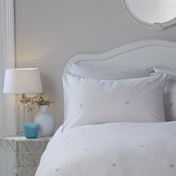 Serene Heart Duvet Cover Set - Duck Egg - Williamsons Factory Shop