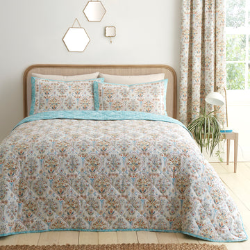 Edena Decorative Floral Bedspread - Natural