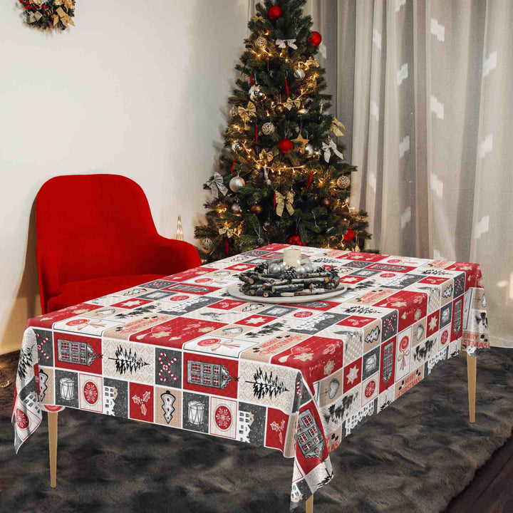Merry Christmas Patchwork Vinyl Oil Cloth - Williamsons Factory Shop