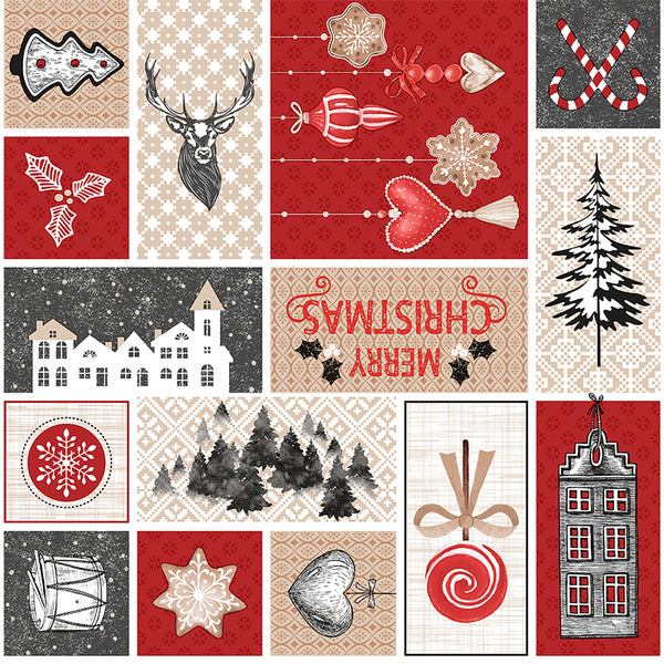 Merry Christmas Patchwork Vinyl Oil Cloth - Williamsons Factory Shop