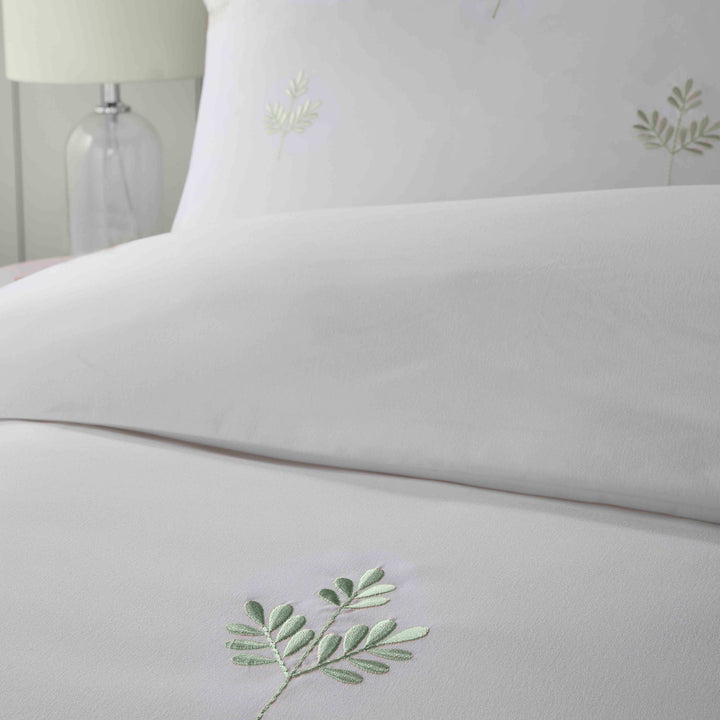 Serene Emily Embroidery Duvet Cover Set - Green - Williamsons Factory Shop