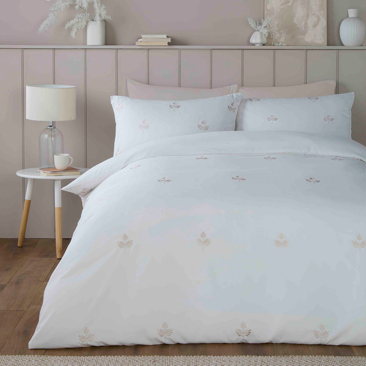 Serene Emily Embroidery Duvet Cover Set - Natural
