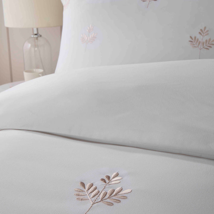 Serene Emily Embroidery Duvet Cover Set - Natural - Williamsons Factory Shop