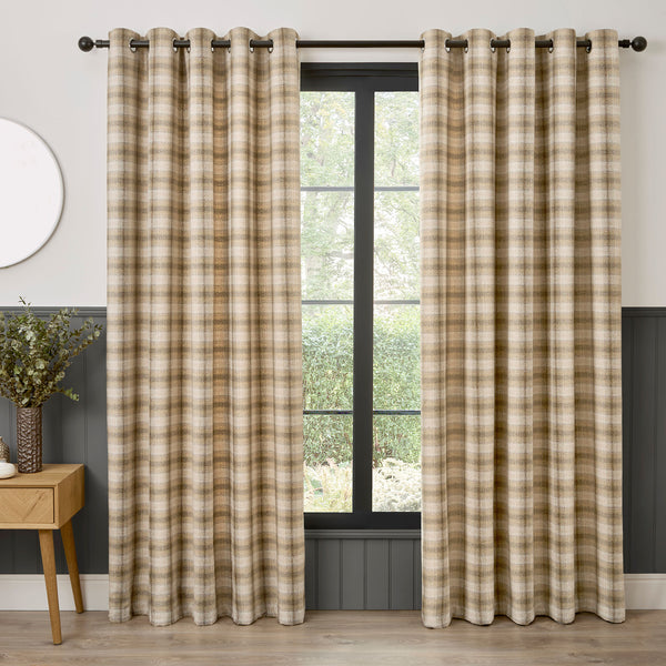 Curtina Everett Jacquard Eyelet Curtains - Natural