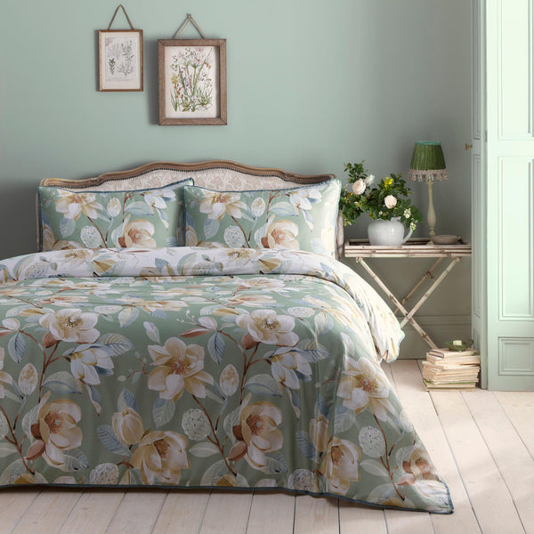 Appletree Heritage Eleanor Duvet Cover Set - Green - Williamsons Factory Shop