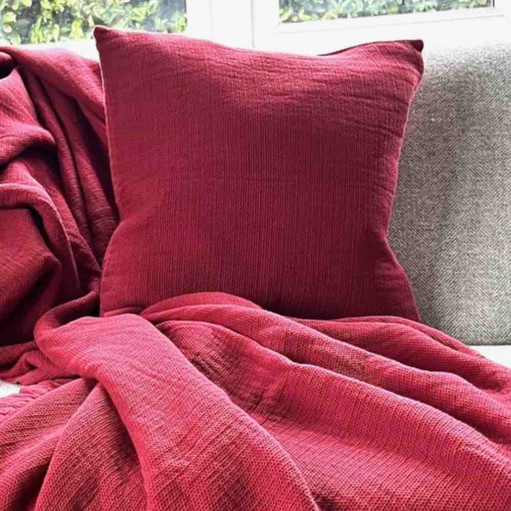 Eton Cotton Throw - Red