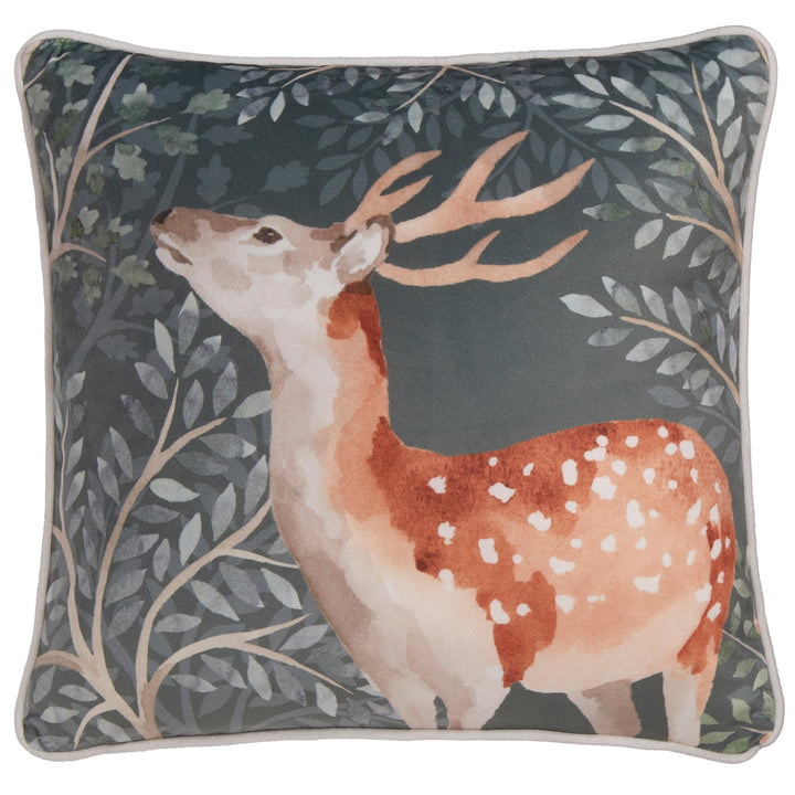 D & D Lodge Forest Animals Cushion - Green - Williamsons Factory Shop