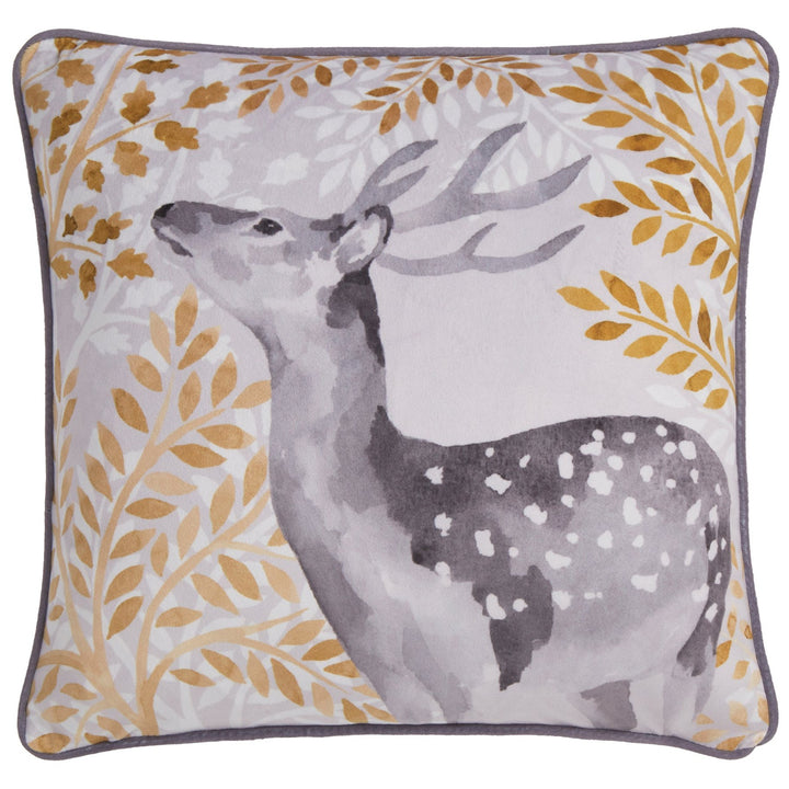 D & D Lodge Forest Animals Cushion - Grey - Williamsons Factory Shop