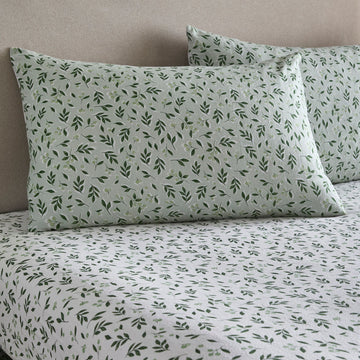Falling Leaf 28cm Fitted Bed Sheet in White