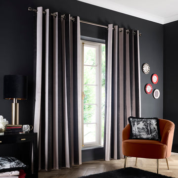 Laurence Llewelyn-Bowen Festivo Stripe Blackout Eyelet Curtains - Black