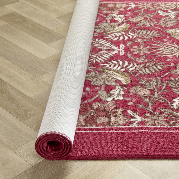 D & D Finch & Flower Washable Rug - Red - Williamsons Factory Shop
