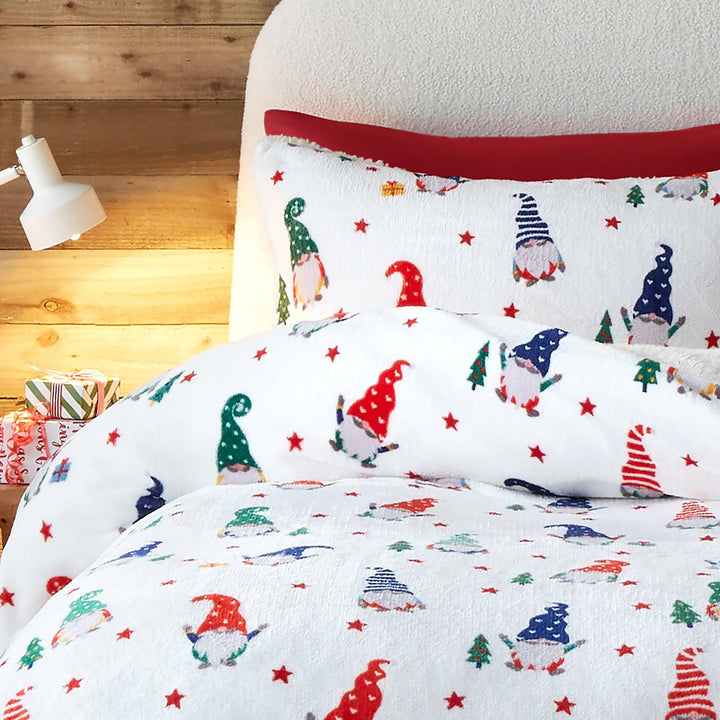 Fusion Festive Gonks Duvet Cover Set - Red - Williamsons Factory Shop