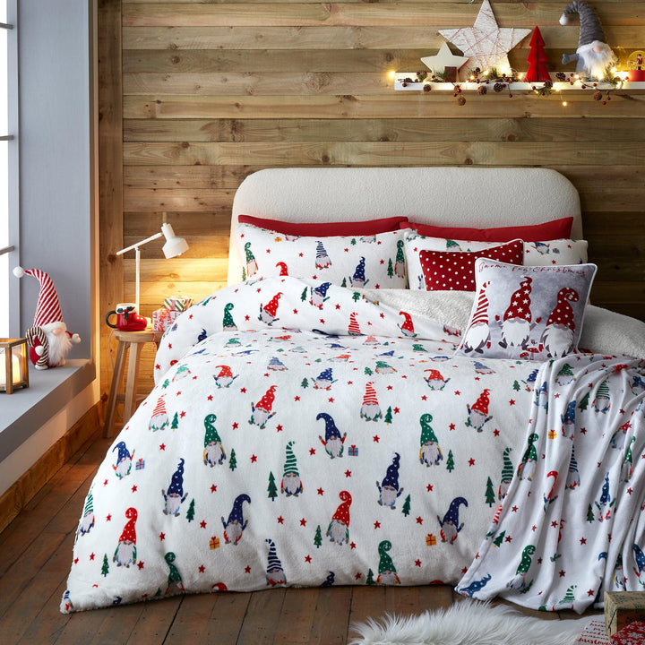 Fusion Festive Gonks Duvet Cover Set - Red - Williamsons Factory Shop