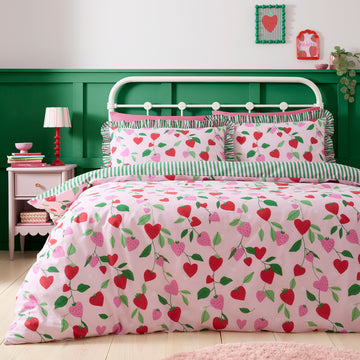 Fun Strawberries Duvet Cover Set - Pink