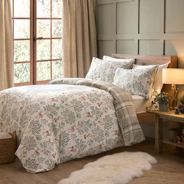 D & D Lodge Forest Animals Duvet Cover Set - Natural - Williamsons Factory Shop