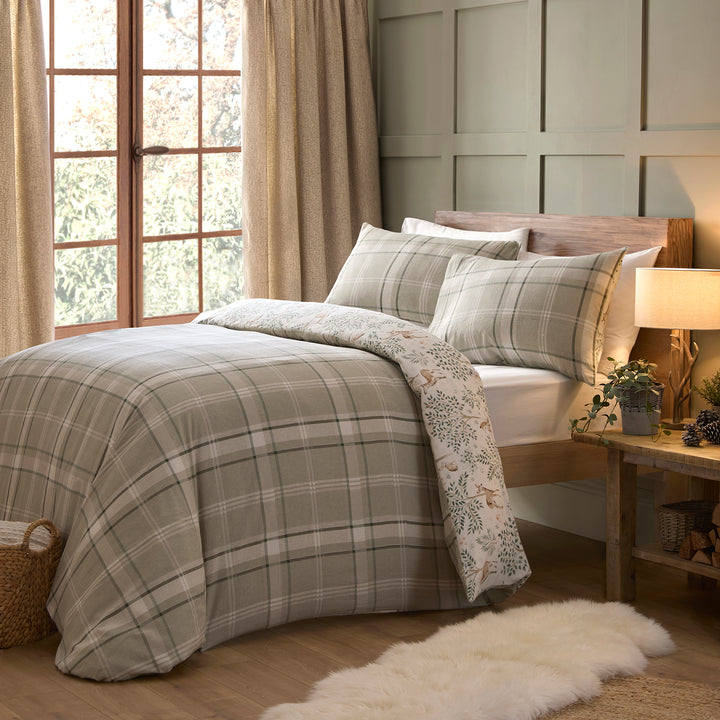 D & D Lodge Forest Animals Duvet Cover Set - Natural - Williamsons Factory Shop