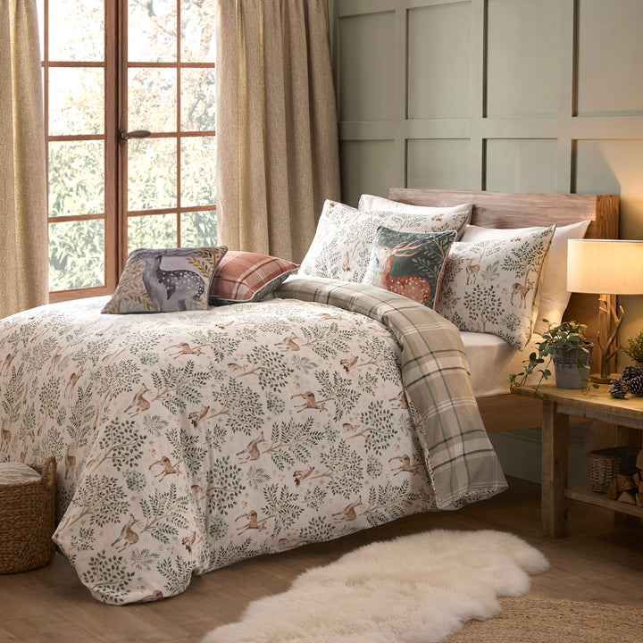D & D Lodge Forest Animals Duvet Cover Set - Natural - Williamsons Factory Shop