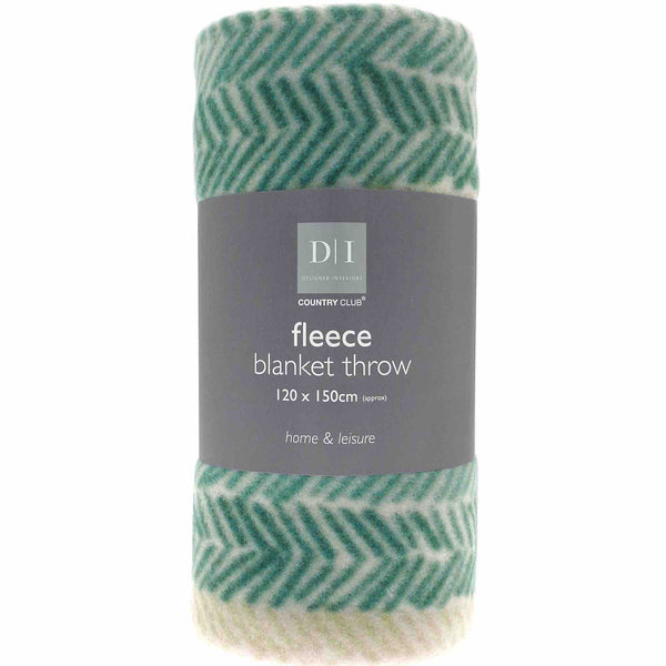 Herringbone Fleece Throw - Green