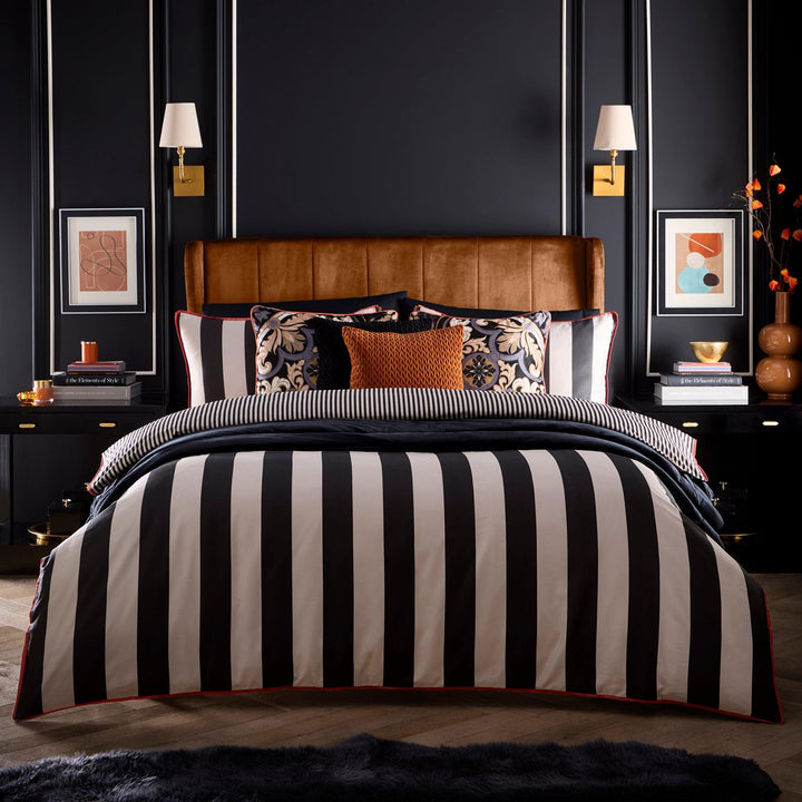 Laurence Llewelyn-Bowen Festivo Circus Stripe Duvet Cover Set - Black - Williamsons Factory Shop