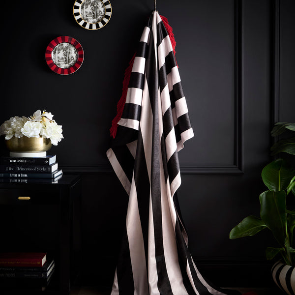 Laurence Llewelyn-Bowen Festivo Stripe Tasselled Throw - Black