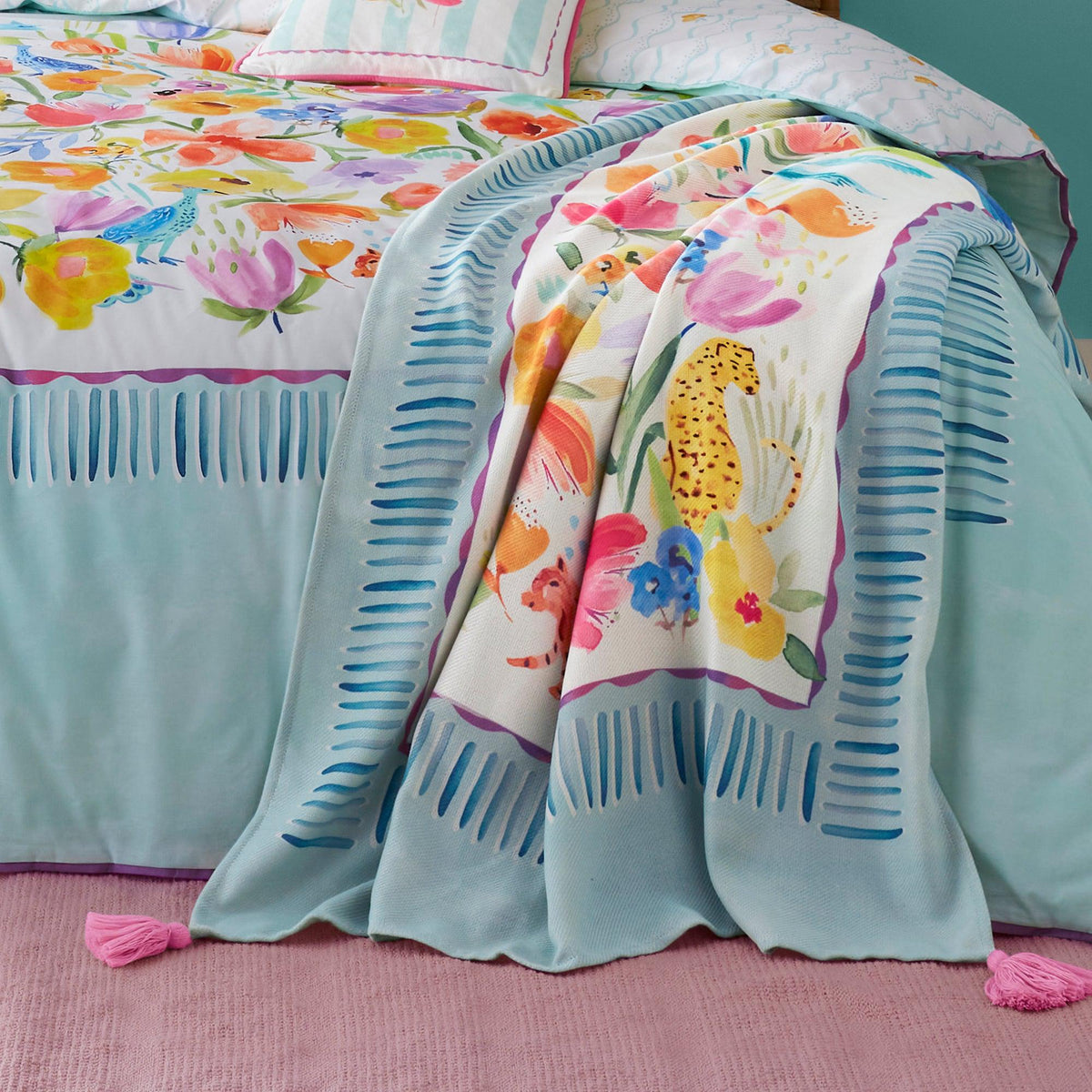 Appletree Festival Throw - Duck Egg - Williamsons Home