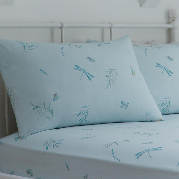 D&D Fifi Fitted Bed Sheet Set (28cm) - Duck Egg - Williamsons Factory Shop