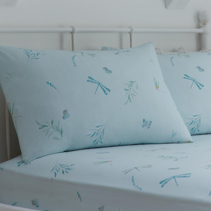 D&D Fifi Fitted Bed Sheet Set (28cm) - Duck Egg - Williamsons Factory Shop