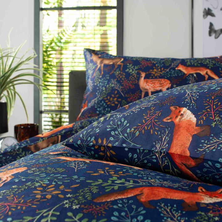 Deyongs 1846 Fox & Deer Duvet Cover Set - Navy - Williamsons Factory Shop