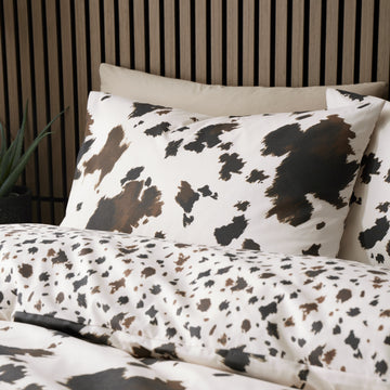 Cow Print Faux Fur Cushion - Natural