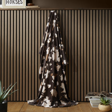 Cow Print Fleece Throw - Chocolate