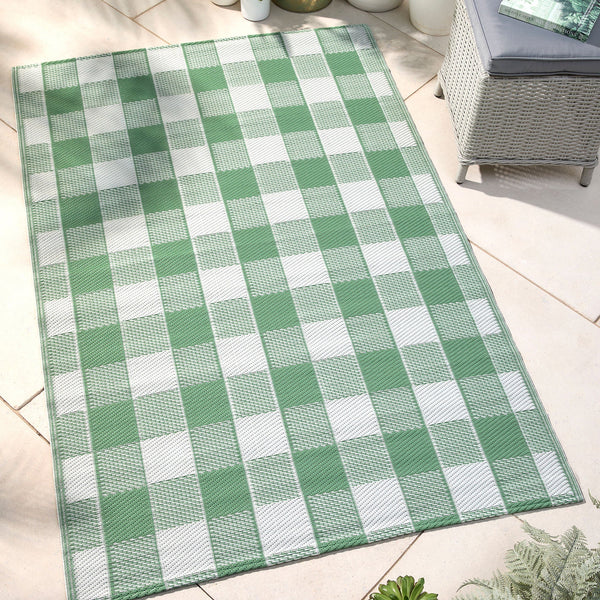 Fusion Gingham Outdoor Outdoor Rug - Green