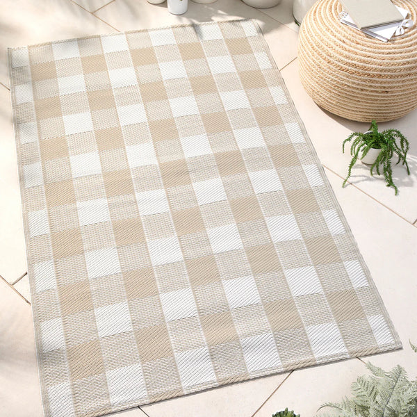 Fusion Gingham Outdoor Outdoor Rug - Natural