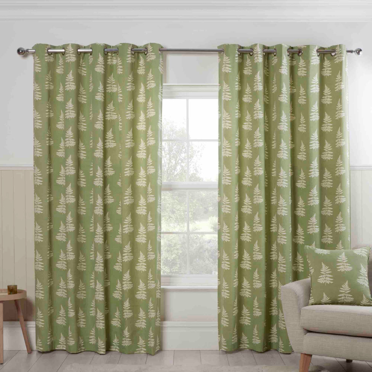 Sundour Esher Eyelet Curtains - Green - Williamsons Home