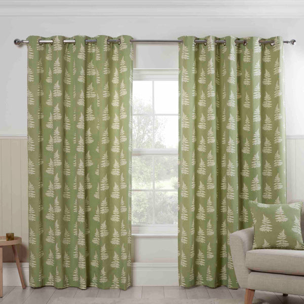 Sundour Esher Eyelet Curtains - Green