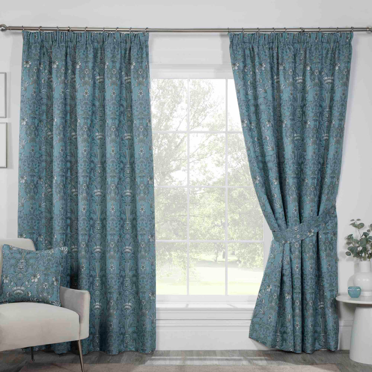 Sundour Kyoto Pencil Pleat Curtains - Blue - Williamsons Home