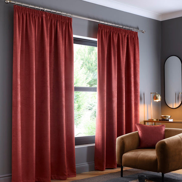 Fusion Galaxy Pencil Pleat Curtains - Terracotta - Williamsons Factory Shop