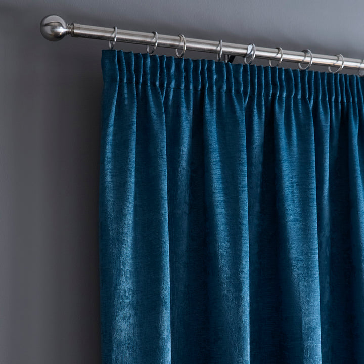 Fusion Galaxy Pencil Pleat Curtains - Dark Teal - Williamsons Factory Shop