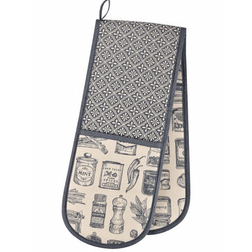 Herbs & Spices Double Oven Glove - Grey