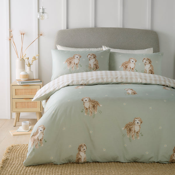 Fusion Hattie The Cockapoo Duvet Cover Set - Green - Williamsons Factory Shop
