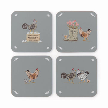 Hen House Lane Set of 4 Coasters