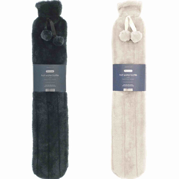 Extra Long Faux Fur Pom Hot Water Bottle (72cm) - Williamsons Factory Shop