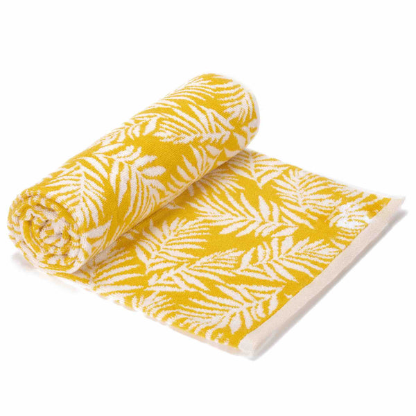 Riggs Leaf Jacquard Towel - Mustard