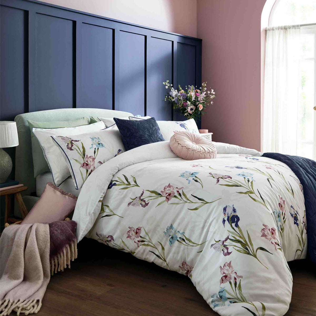 Laura Ashley Hawling Irises Duvet Cover Set - Grape Purple - Williamsons Home