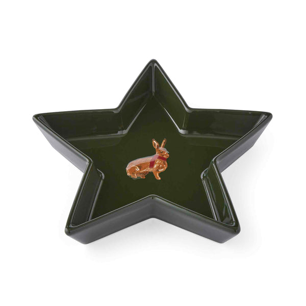 Heritage Hare Christmas Nibble/Dip Star Bowl - Green