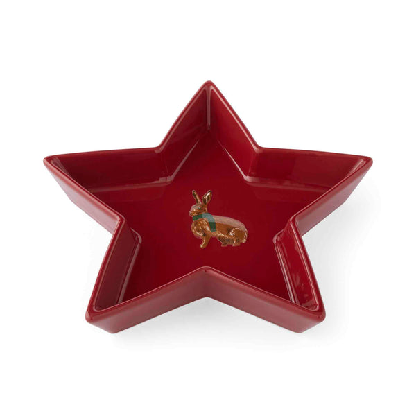 Heritage Hare Christmas Nibble/Dip Star Bowl - Red