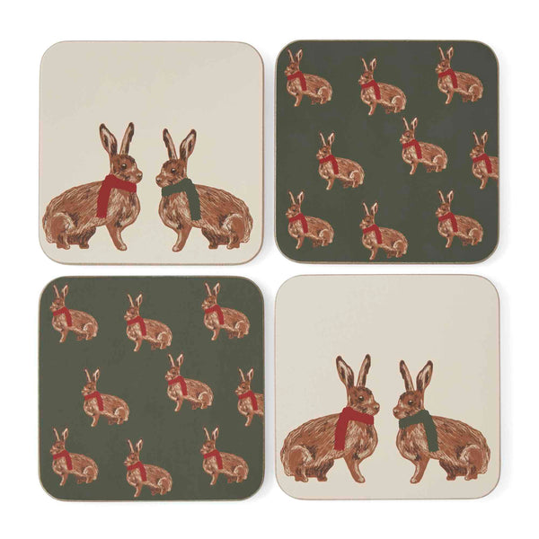 Heritage Hare Christmas Set of 4 Coasters