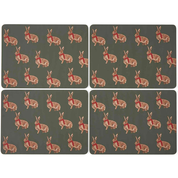 Heritage Hare Christmas Set of 4 Placemats