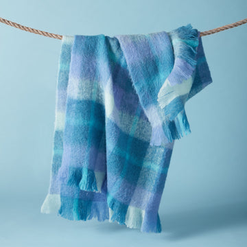 Bluebellgray Highland Check Throw - Sea Blue