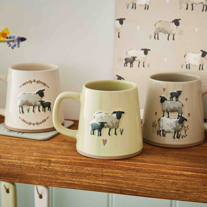 Highland Sheep Reverse Conical Mug - Cream - Williamsons Factory Shop